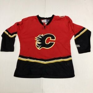 Vintage 90s 00s Calgary Flames CCM Youth Hockey Jersey NHL Red L/XL
